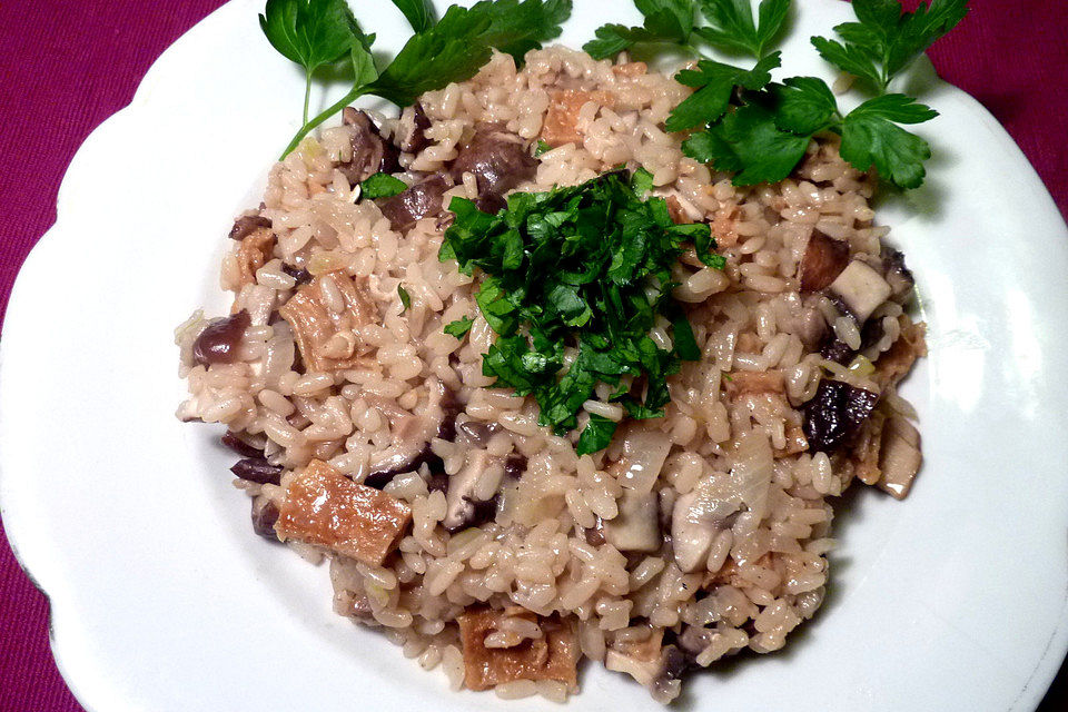 Pilzrisotto vegan