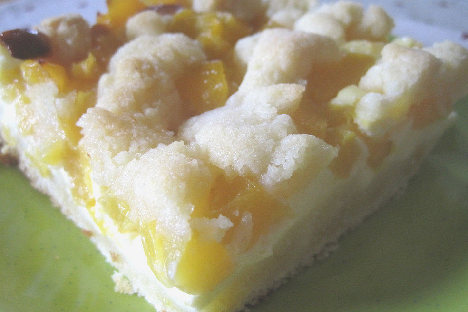 Pfirsich - Mascarpone - Kuchen mit Streuseln