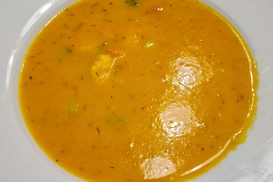 Friesische Kürbissuppe mit Krabben