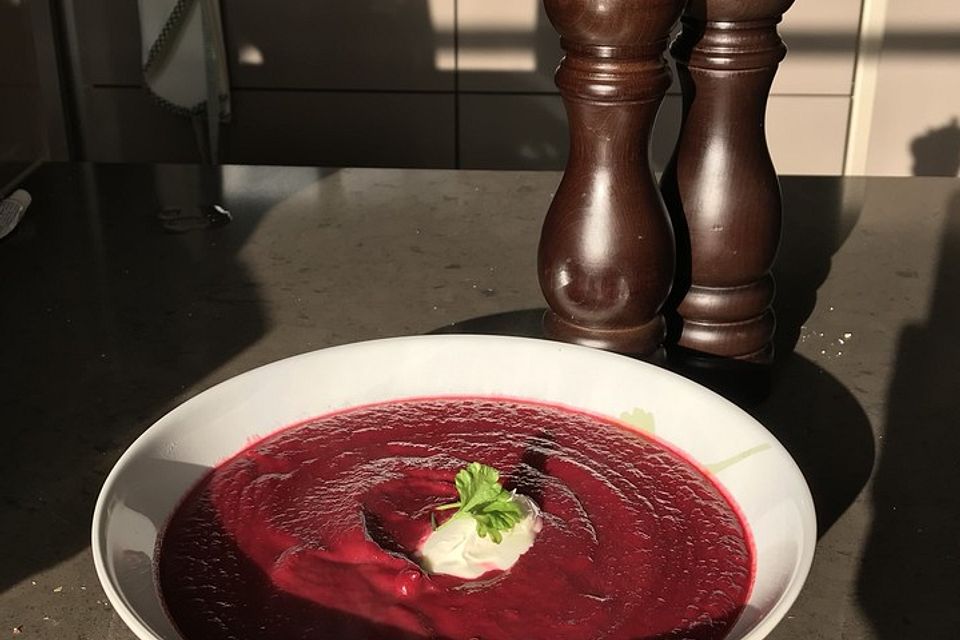 Rote Bete-Suppe mit Apfel und Fenchel