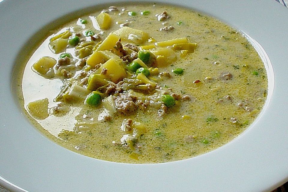 Käse - Hackfleisch - Suppe mit Gemüse