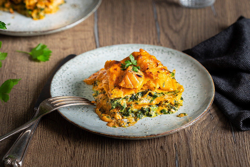 Lachs-Lasagne mit Spinat