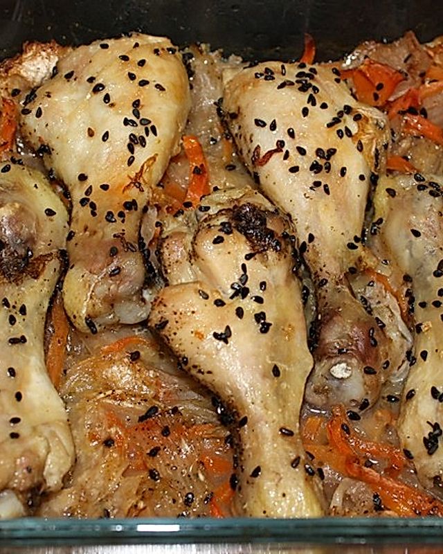 Hähnchenunterkeulen auf Kimchi