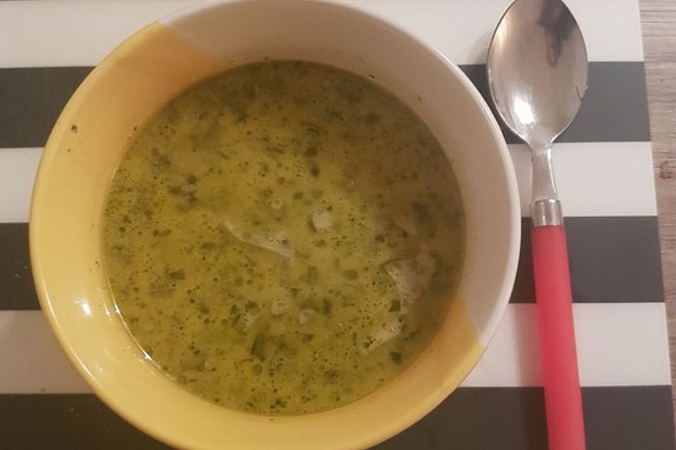 Pikante Spinatsuppe mit Hackfleisch