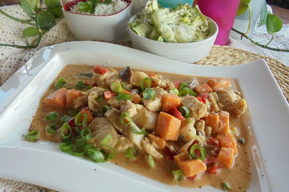 Fisch-Curry mit Süßkartoffeln