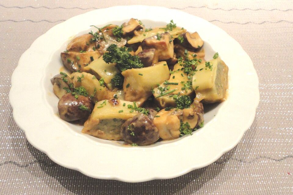 Schnelle Maultaschen-Pilz-Pfanne