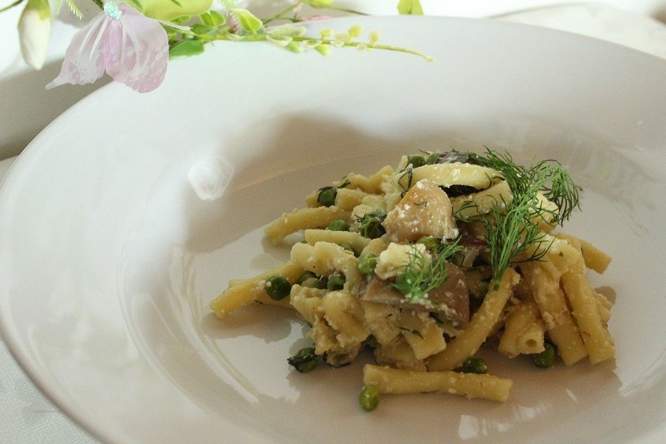 Austernpilz-Erbsen-Pasta-Pfanne