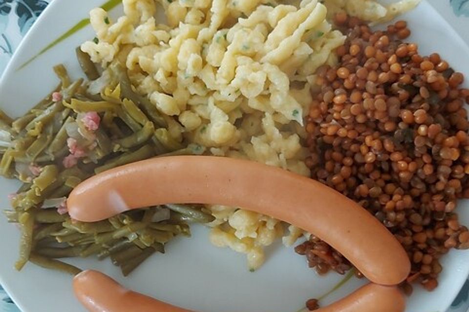 Schwäbische Linsen mit Spätzle