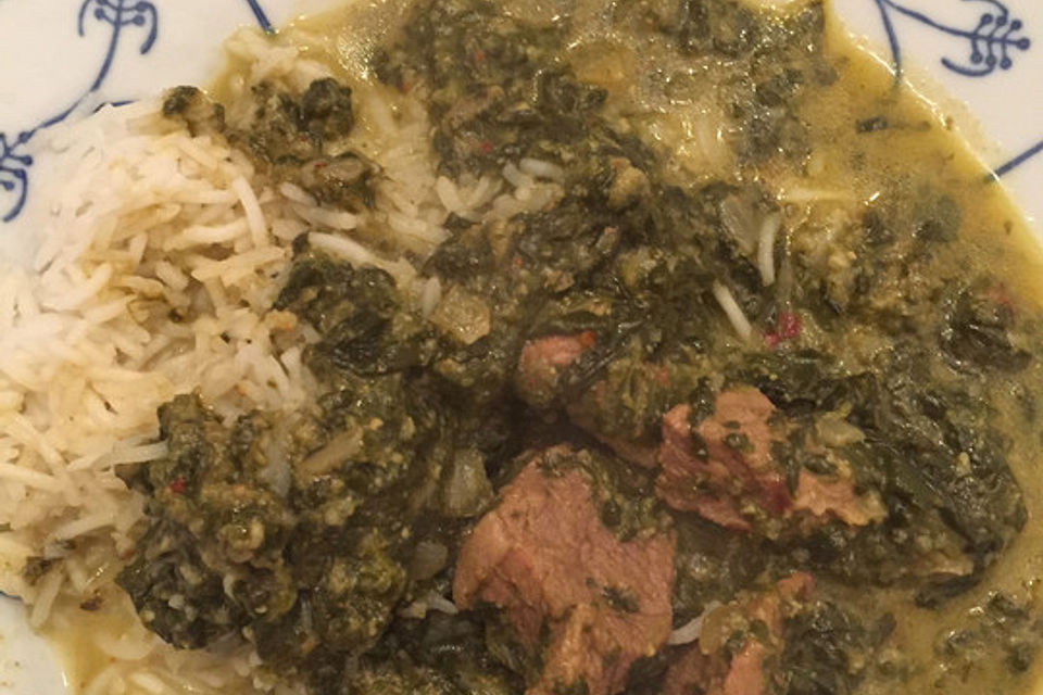 Lamm in Spinatsauce - Saag Gosht aus dem Punjab