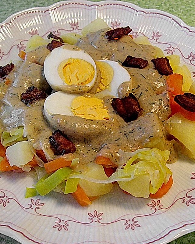 Senf - Eier - Ragout mit Gemüse