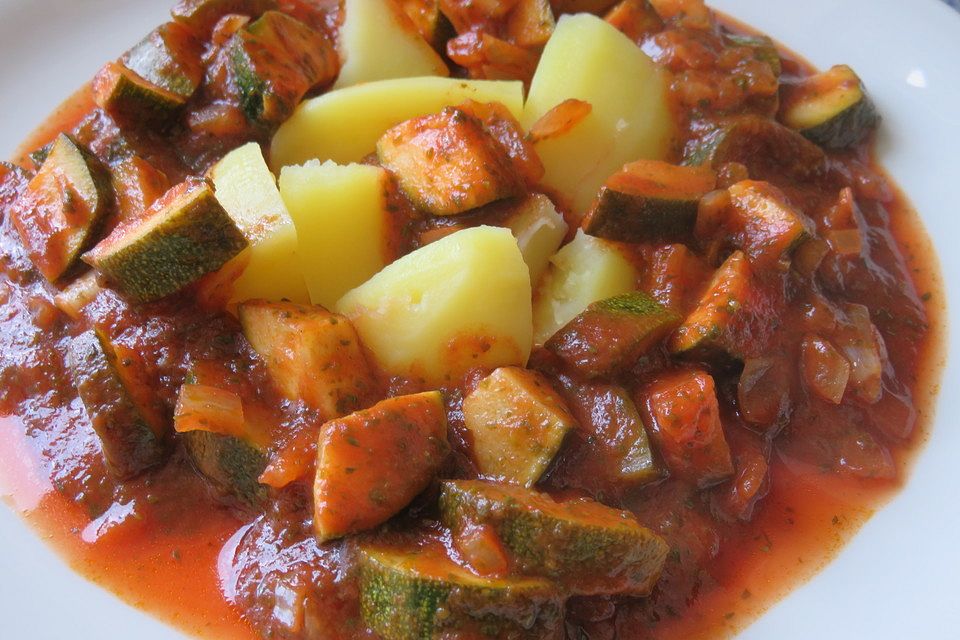 Zucchini in Tomaten-Bärlauch-Soße Zucchini in Tomaten-Bärlauch-Soße