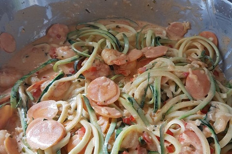 Zoodles mit Flußkrebs-Sahne