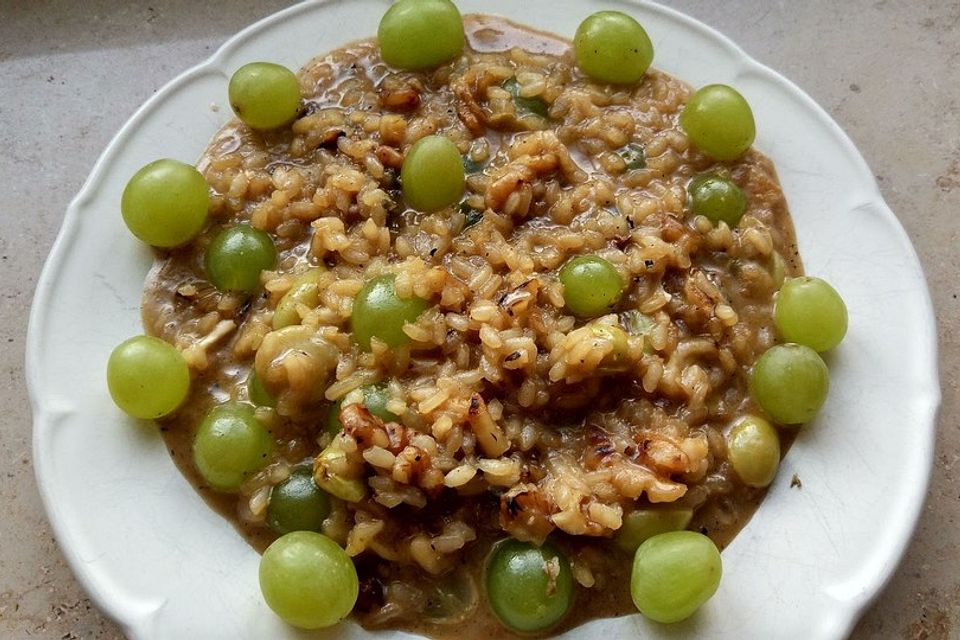 Traubenrisotto mit Hähnchenbrust