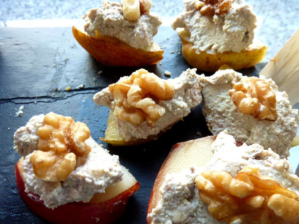 Vegane Birnen-Käse-Häppchen von Linsensprosse| Chefkoch