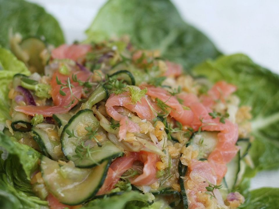 Linsen-Lachs-Salat mit Fenchel und Gurke von Glorfinniel| Chefkoch