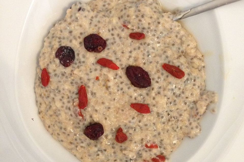 Superfood Porridge mit Chiasamen und Beeren