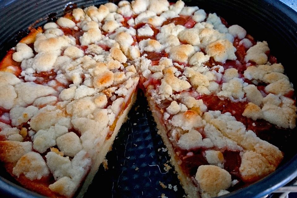 Pflaumenkuchen mit Zimt, Joghurt und Butterstreuseln