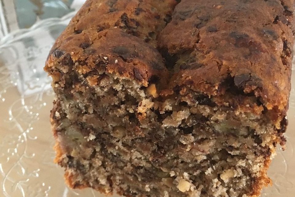 Bananenbrot mit Schokoflocken, ohne Ei