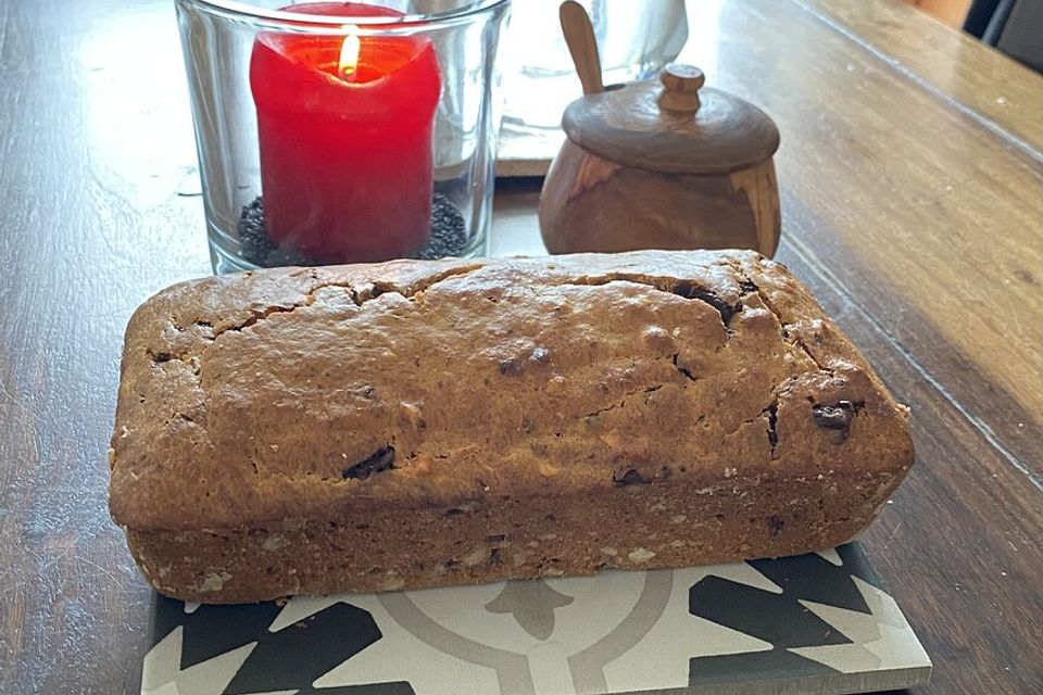 Bananenbrot mit Schokoflocken, ohne Ei