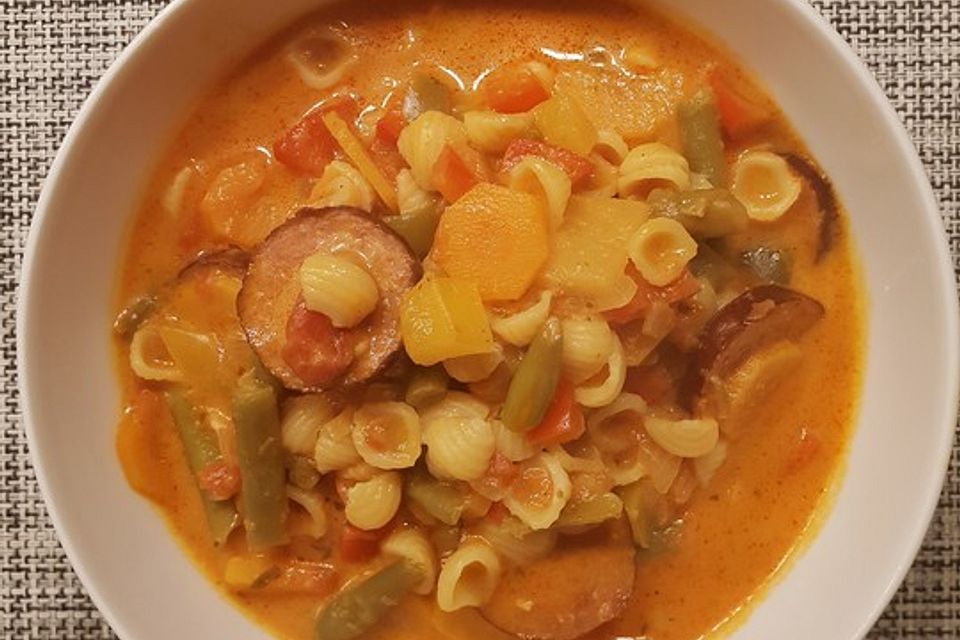 Herzhafte Cabanossi-Paprika-Suppe