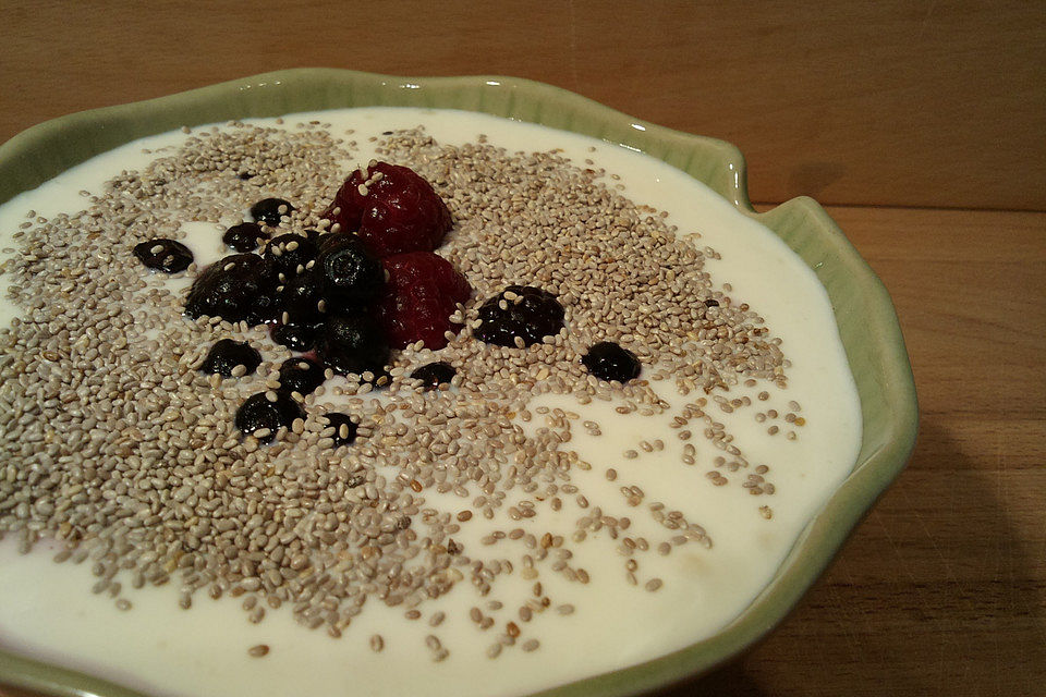 Protein-Magerquark mit Beeren und Chiasamen