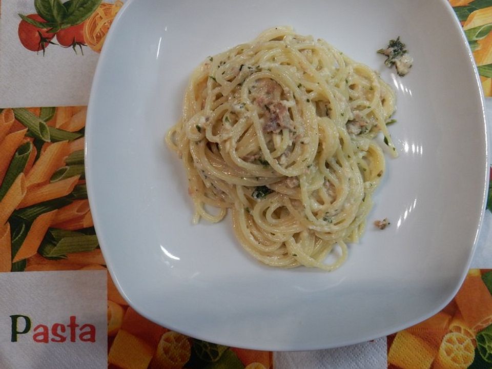 Spaghetti mit Thunfisch-Sahne-Soße von Kuddel1603| Chefkoch