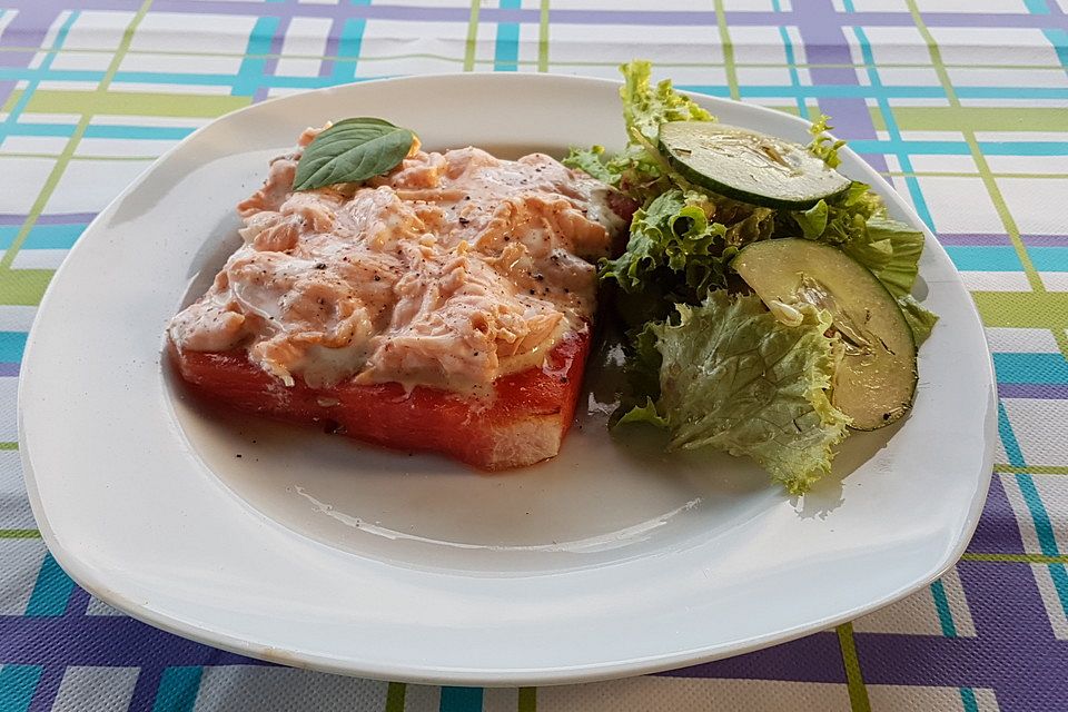 Lachs auf gegrillter Wassermelone