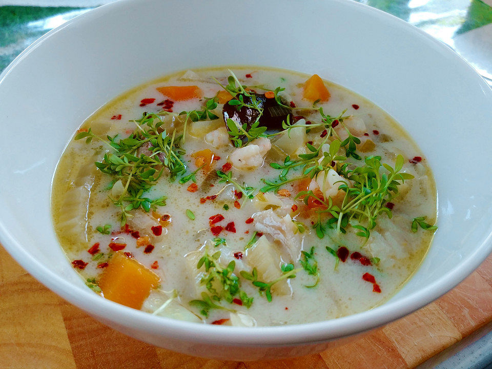 Fischsuppe mit Fenchel, Garnelen und Kokos von Tickerix| Chefkoch