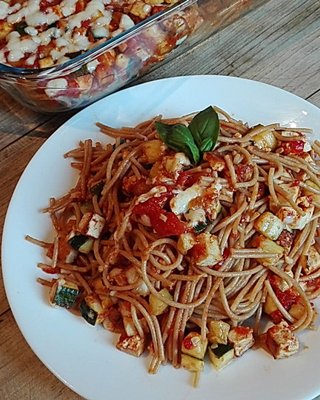 Vegetarischer Spaghettiauflauf