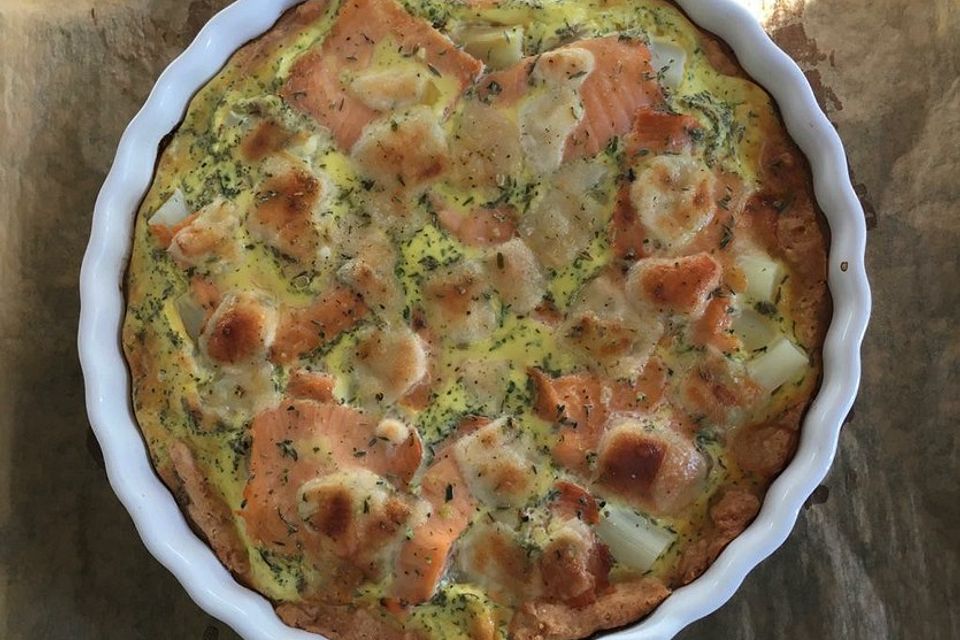 Spargelquiche mit Lachs