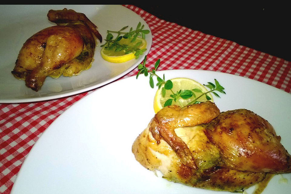 Cornish Game Hen mit Knoblauch, Kräutern und Zitrone