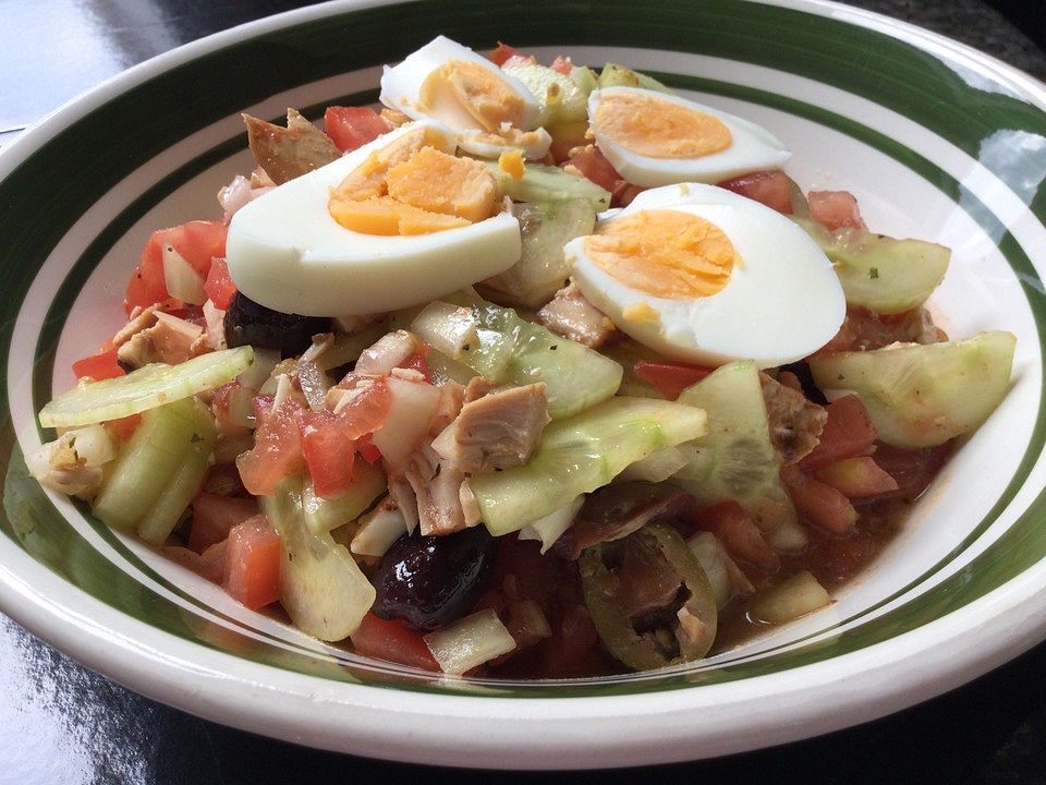 Low carb Salat mit Ei und Pute von Raikab| Chefkoch
