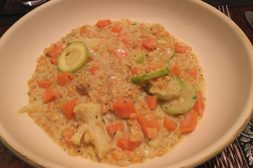 Linsen-Zucchini-Pfanne mit Petersilien-Joghurt