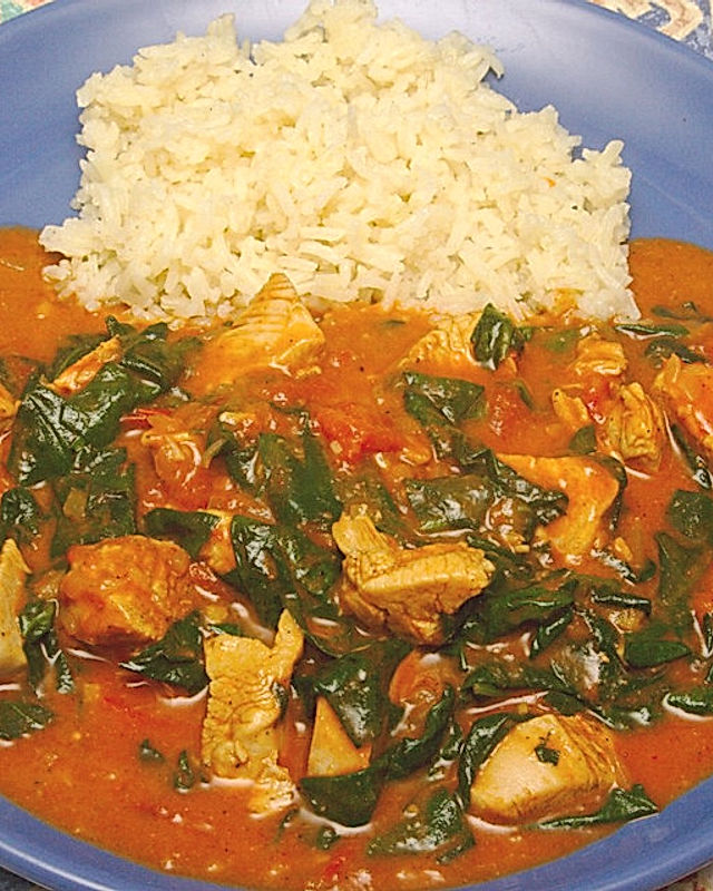 Hühnchen-Curry mit Spinat und Garam masala