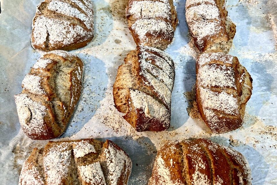 Mischbrötchen mit Roggen über Nacht