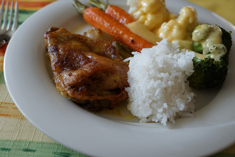 Pollo Fino mit Honigmöhrchen und Zitrone