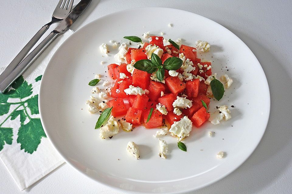 Wassermelonen-Feta-Salat mit Minze