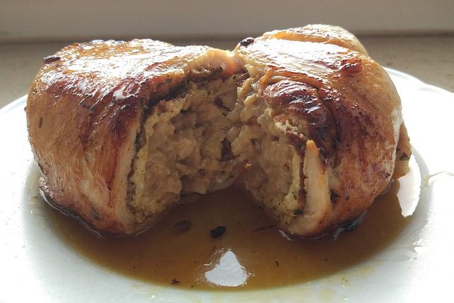 Hähnchenroulade gefüllt mit Hähnchenrisotto in Omlett| Chefkoch