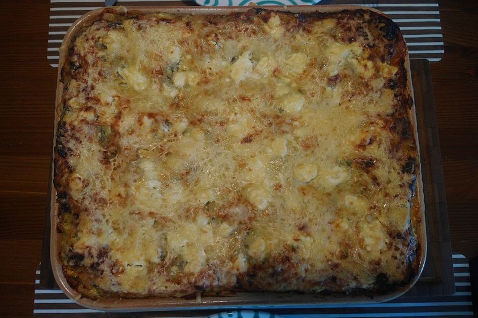 Spinatlasagne mit Feta