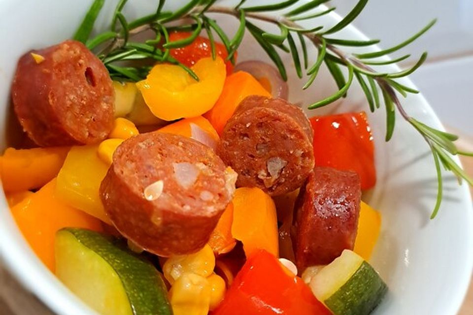 Chorizo-Gemüse-Pfanne aus dem Ofen