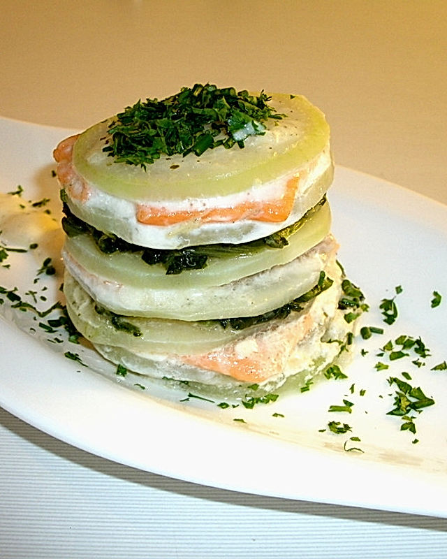 Kohlrabi-Lachs-Lasagne