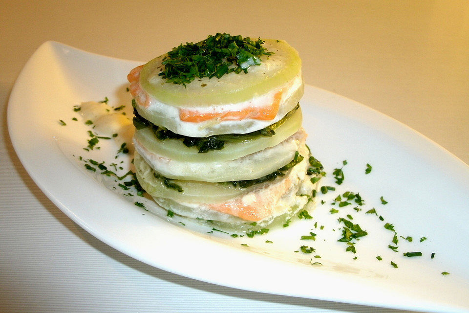 Kohlrabi-Lachs-Lasagne