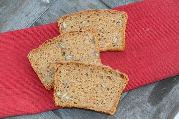 Vollkorn-Sauerteig-Brot mit Emmer, Dinkel, Weizen, Kürbiskernen und Kürbisfleisch