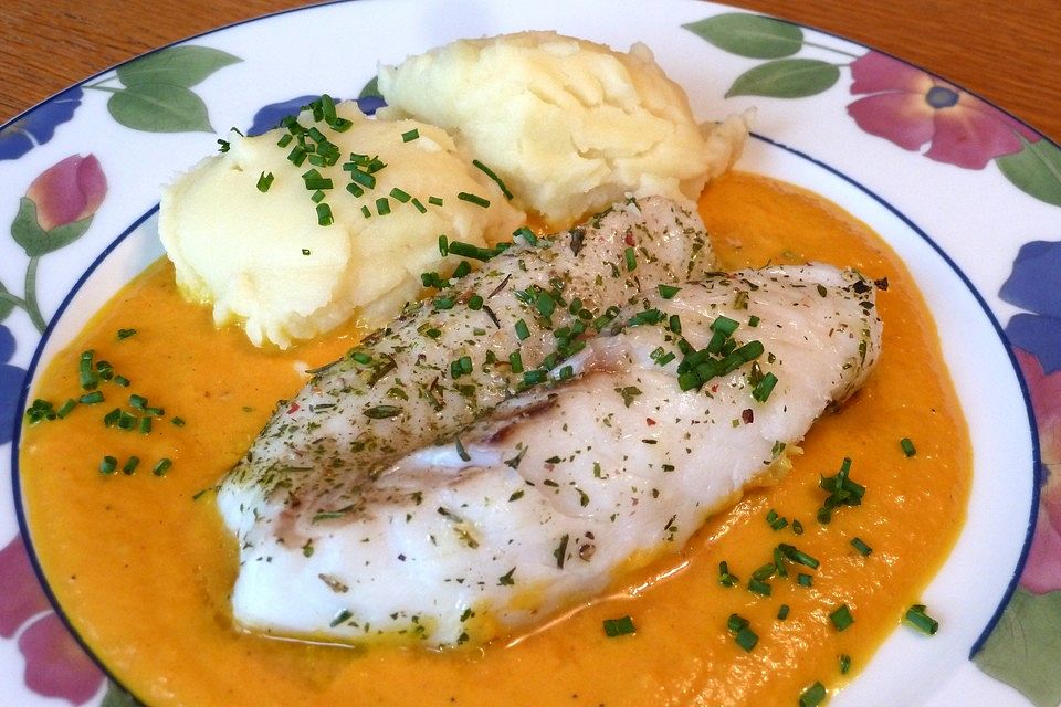 Kabeljau in Kürbiscreme