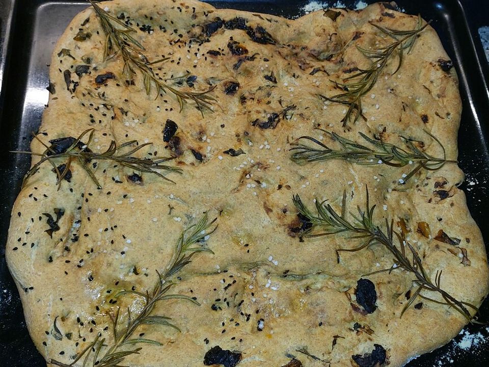 Algen-Focaccia mit Oliven und Tomaten von Algamar| Chefkoch