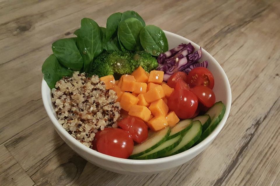 Buddha Bowl mit Quinoa und Süßkartoffeln