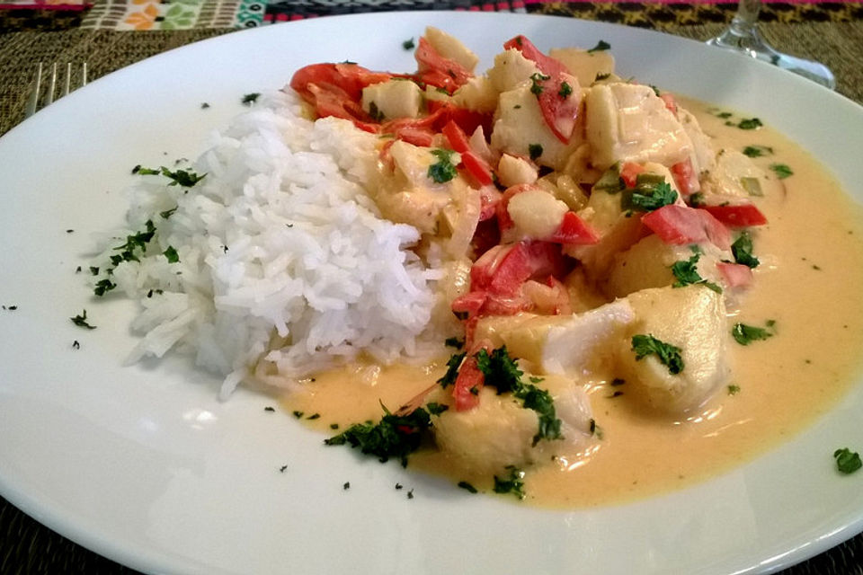 Fischcurry mit Reis