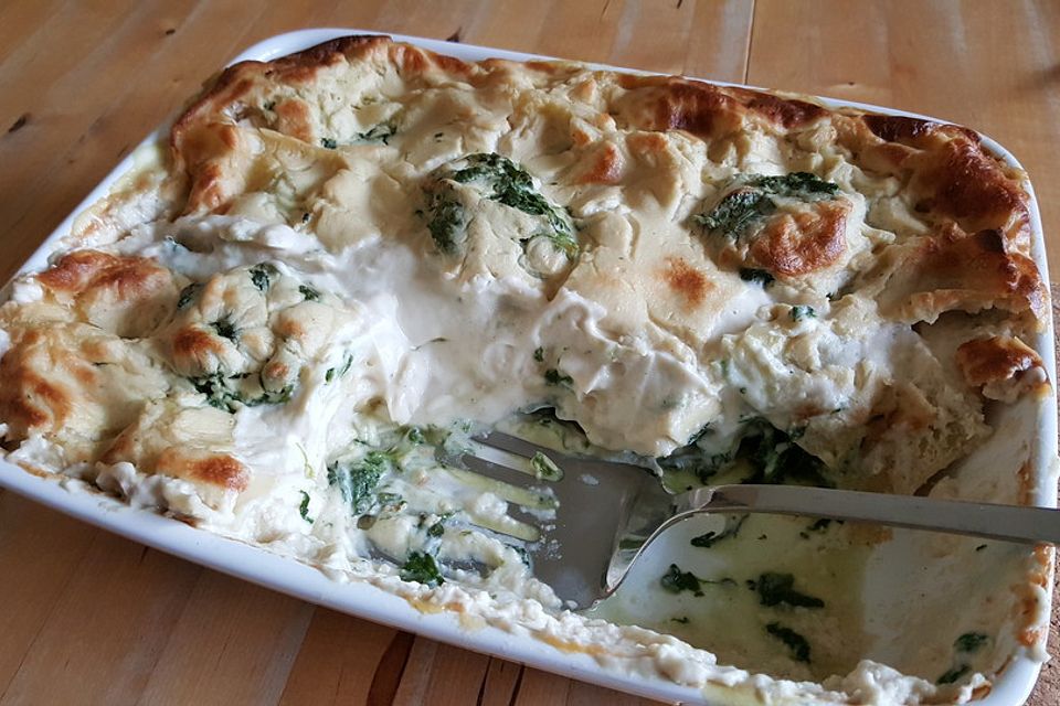 Spinat-Lasagne mit Blumenkohl-Sahne-Soße