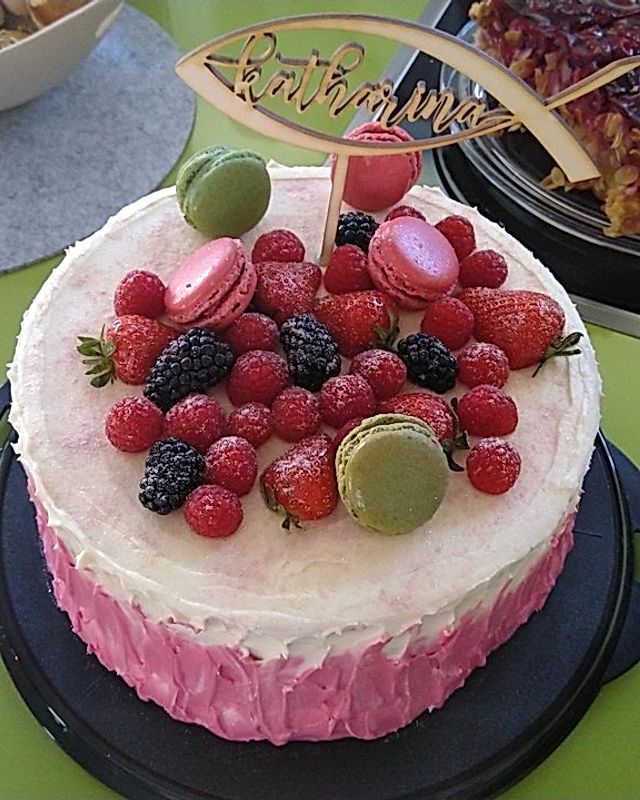 Fruchtige Regenbogen-Torte / Drip-Cake