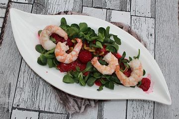 Rapunzel An Gebratenen Gambas Mit Himbeeren Und Dressing Von Hummerschwanz Chefkoch